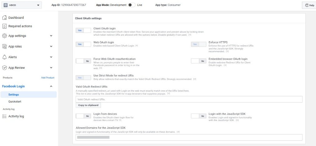 Client OAuth Setting