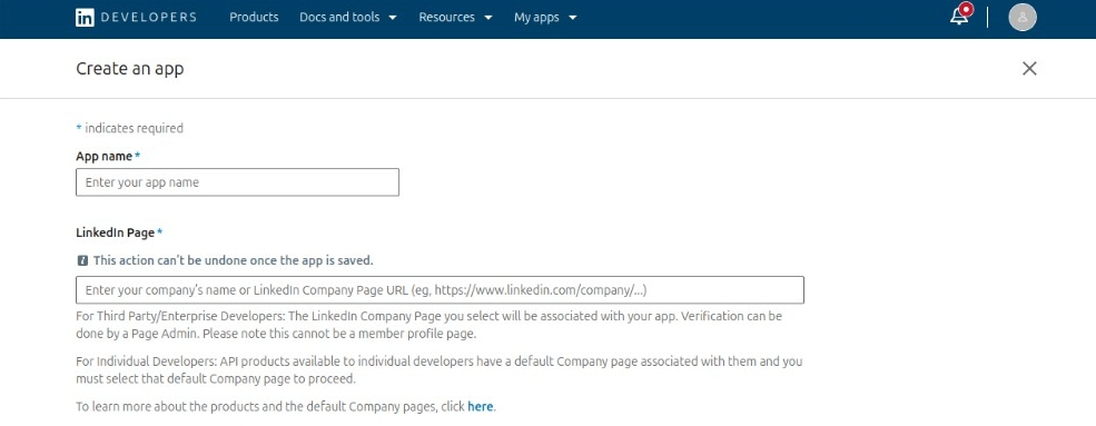 New Application registration