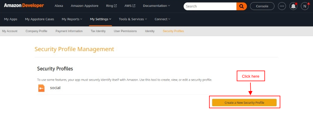 New Security Profile