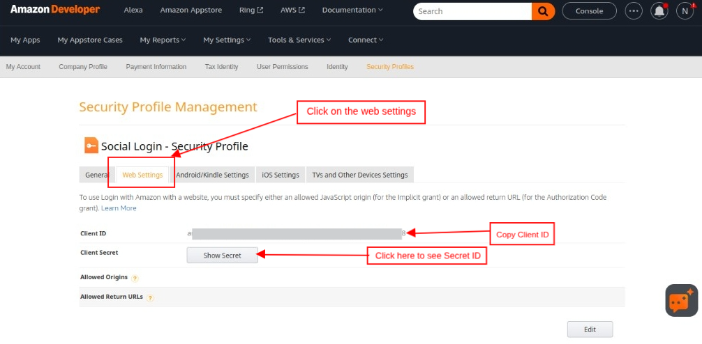 Web Settings
