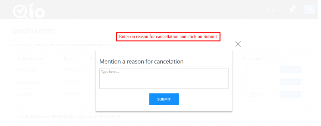 order cancellation reason