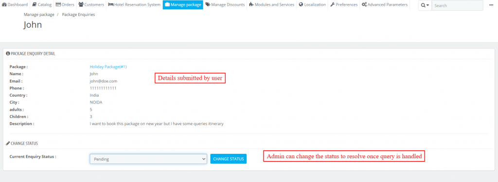 tour package query