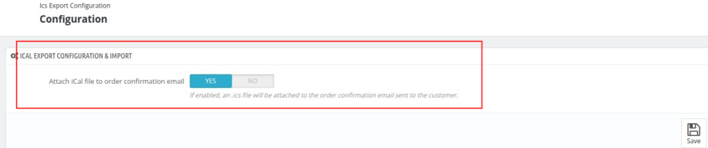 ics export configuration