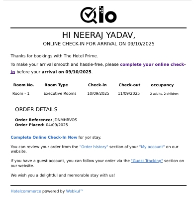 order confirmation mail