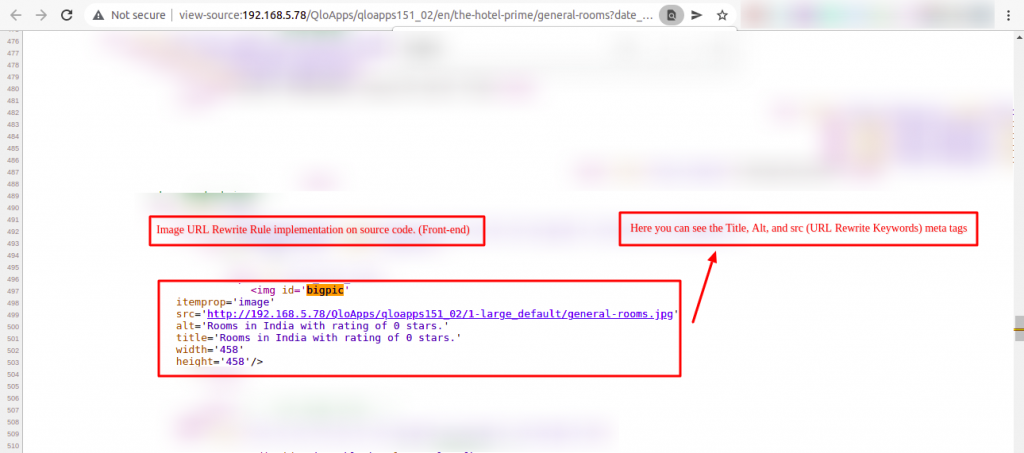 Front-end view of Image URL Rewrite Rule using QloApps SEO Optimizer | Advanced SEO Manager addon. 