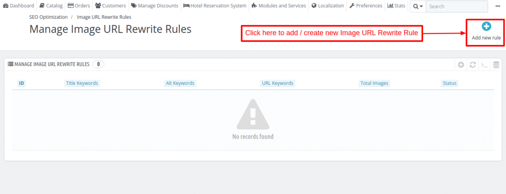 Click on Add new rule button to create new Image URL Rewrite Rule