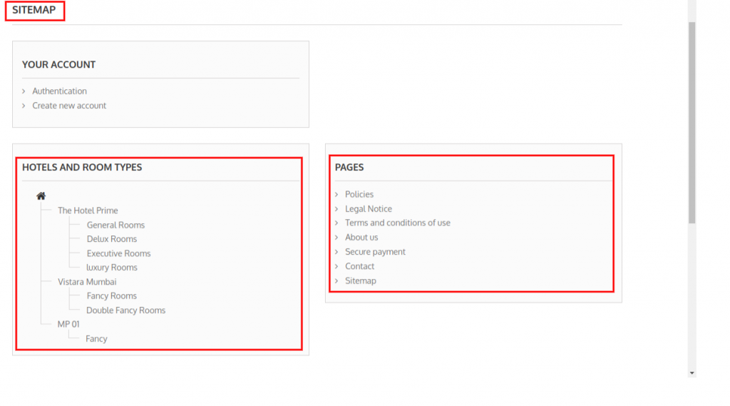 HTML Sitemap structure using SEO Optimizer | Advanced SEO Manager addon.