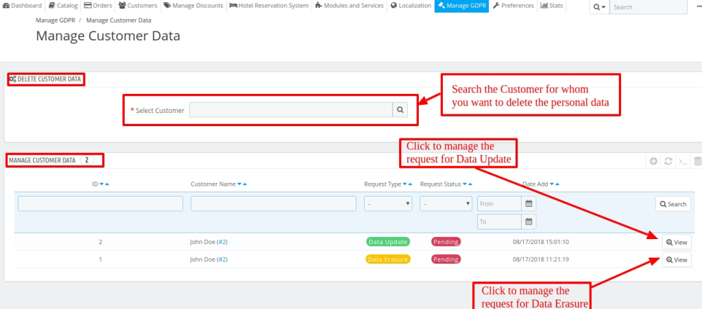 Manage Customer Data