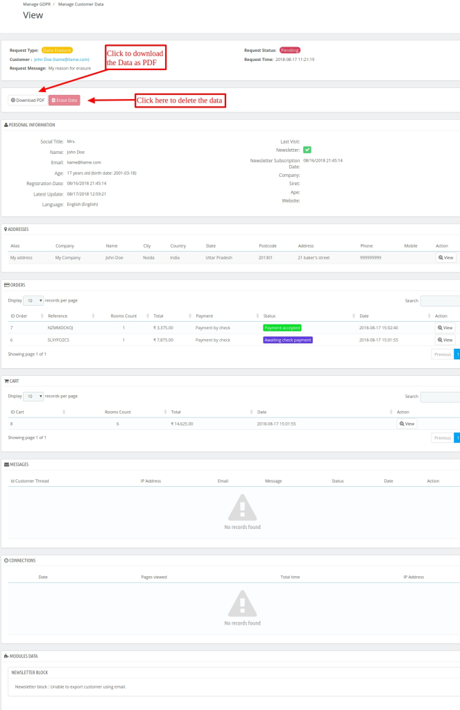 Manage customer data