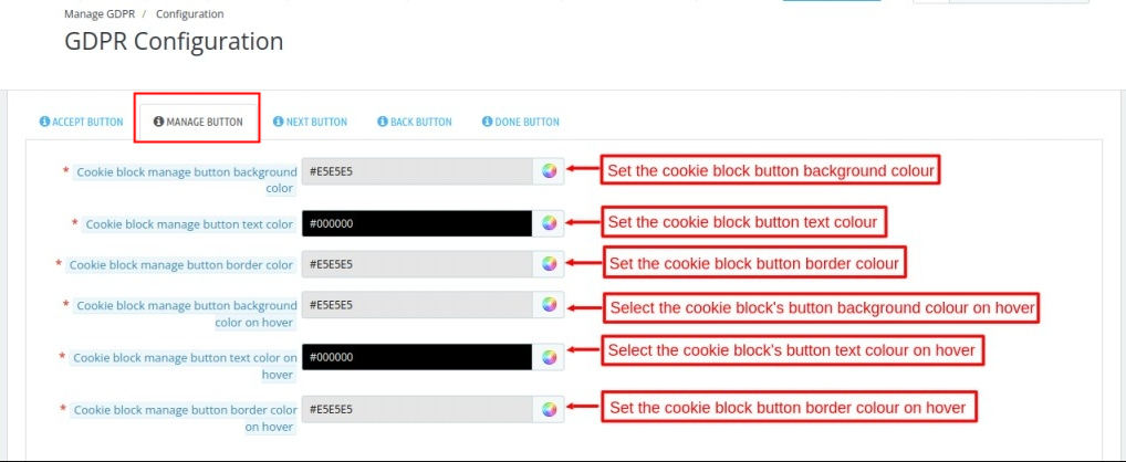 manage button