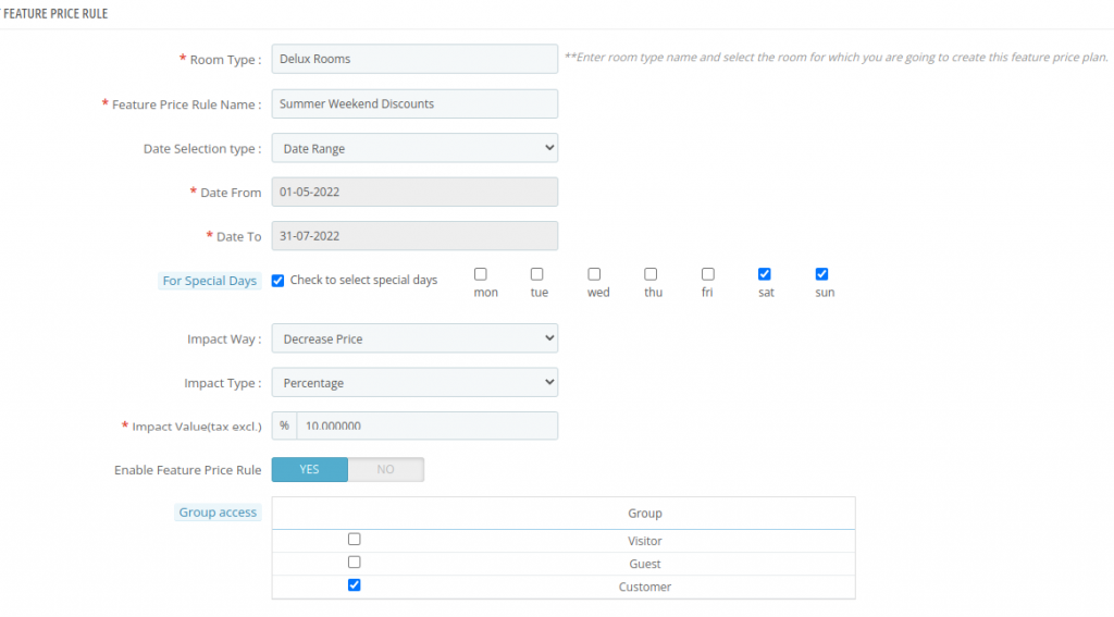 Image of QloApps feature price rule