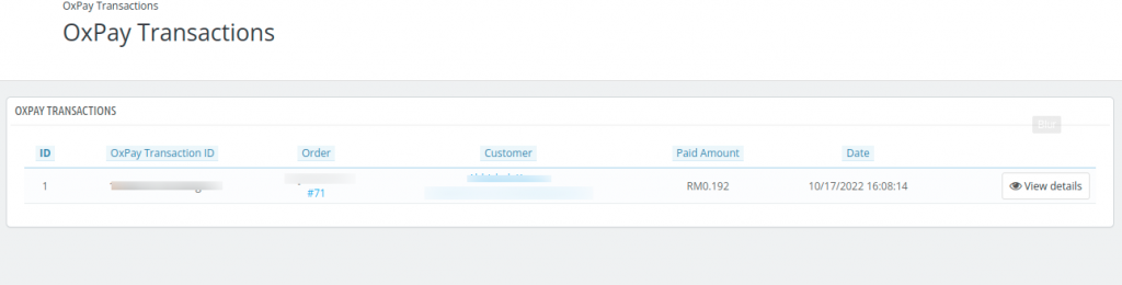 oxpay transactions