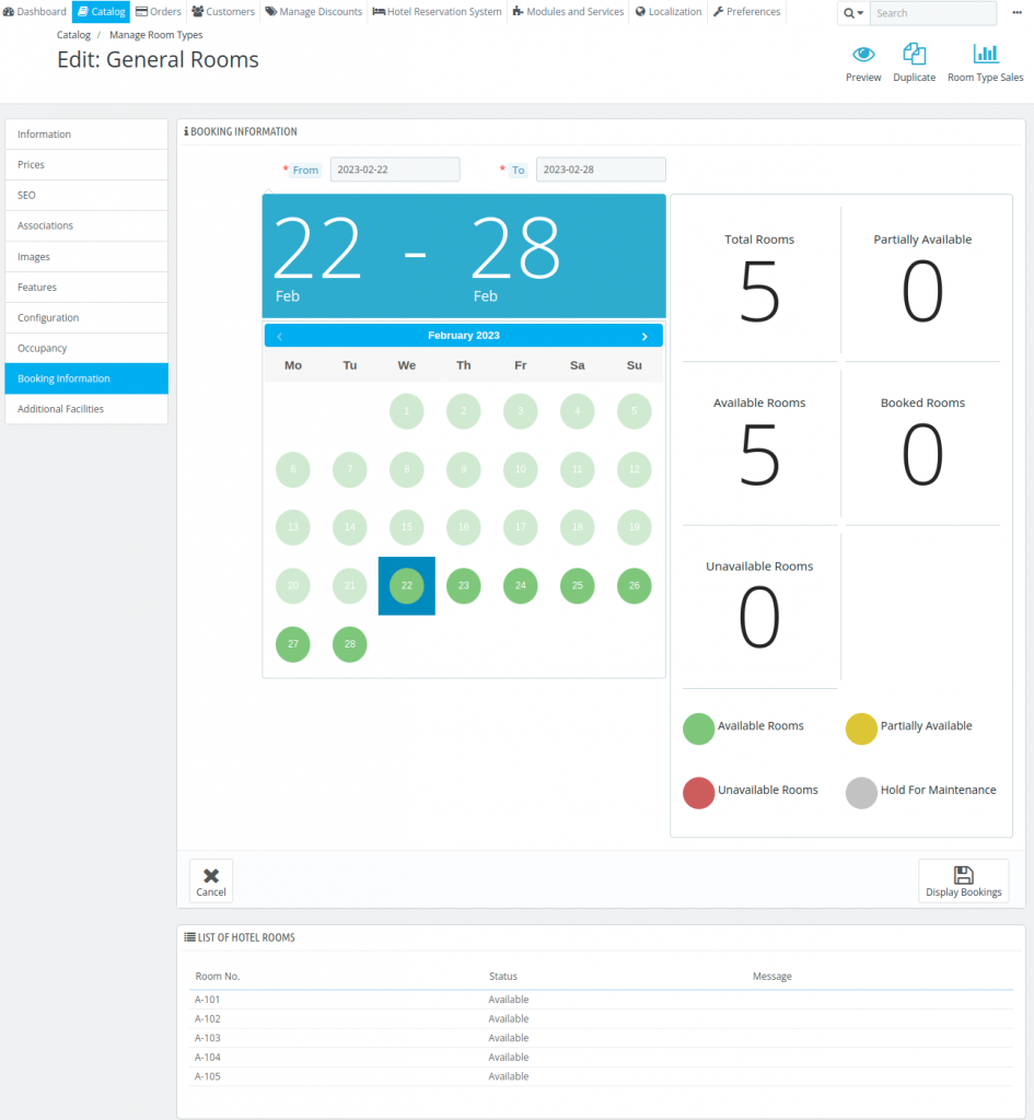 Bookings Hotel reservation systems