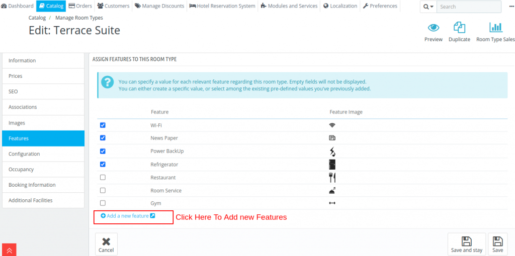 Add Feature in Hotel reservation systems