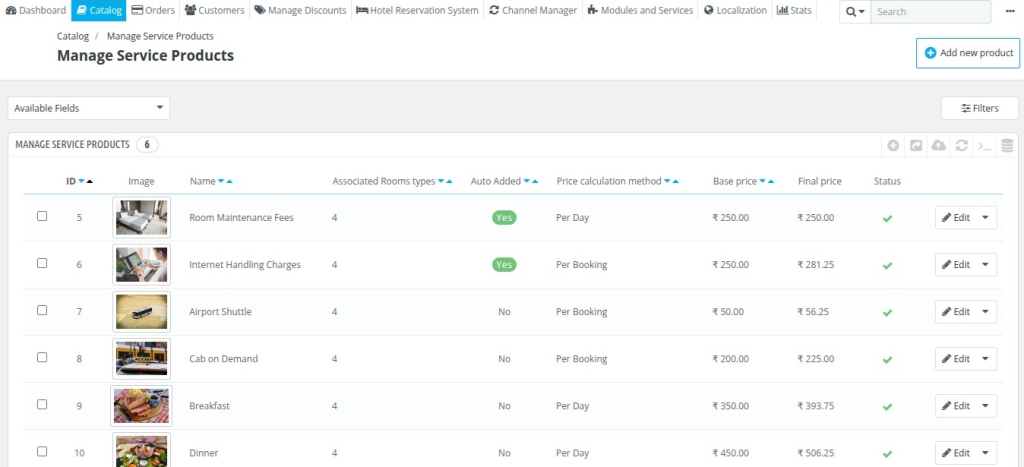 manage service products