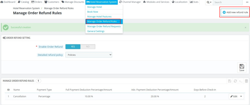 manage order refund rule