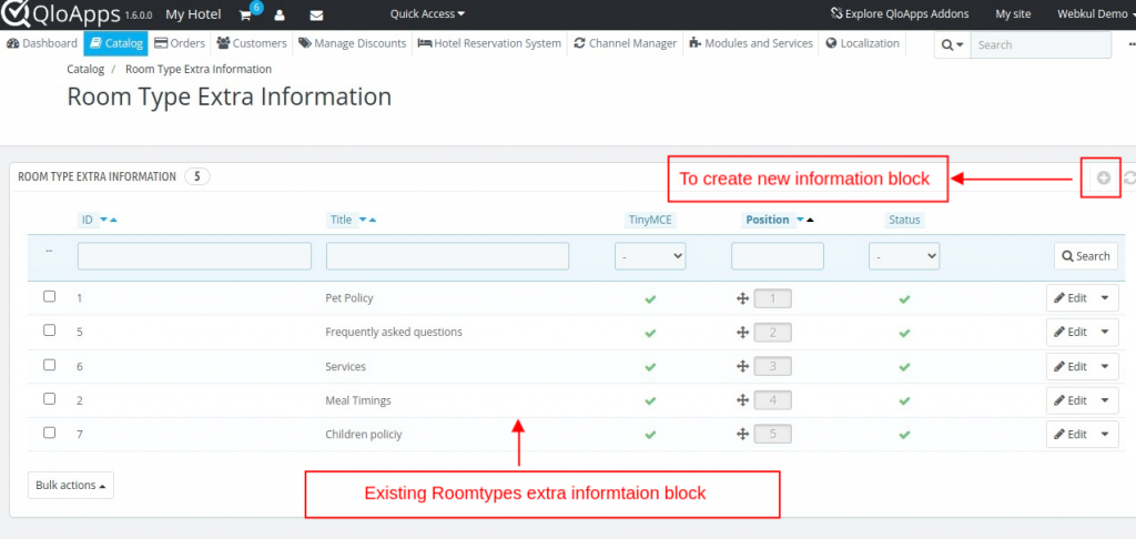 QloApps Room Type Extra Info Module configure