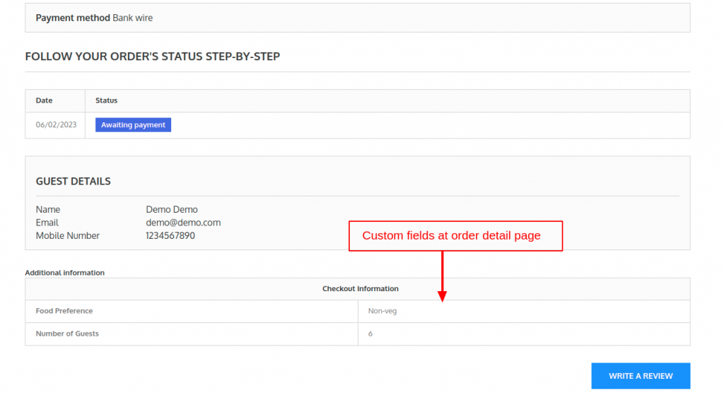 QloApps Checkout Custom Fields order history