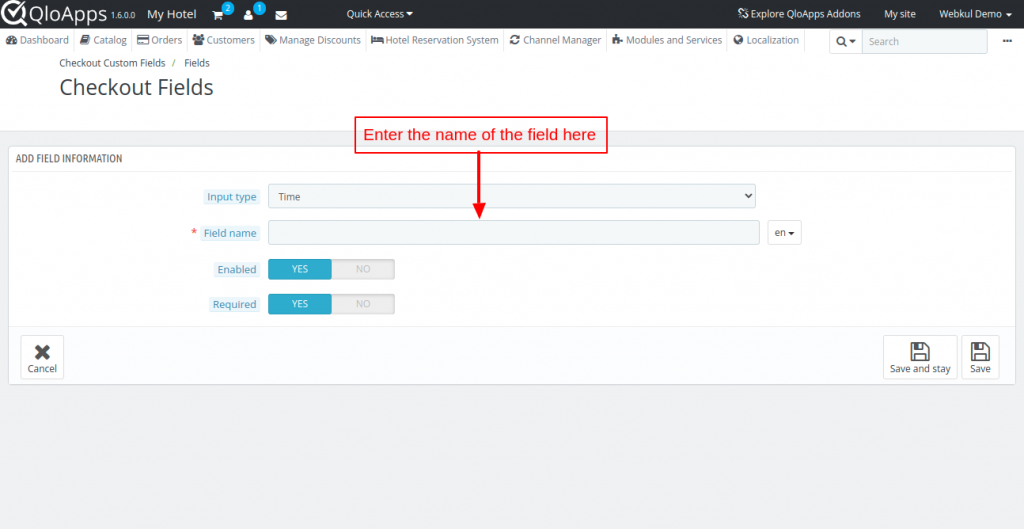 QloApps Checkout Custom Fields time