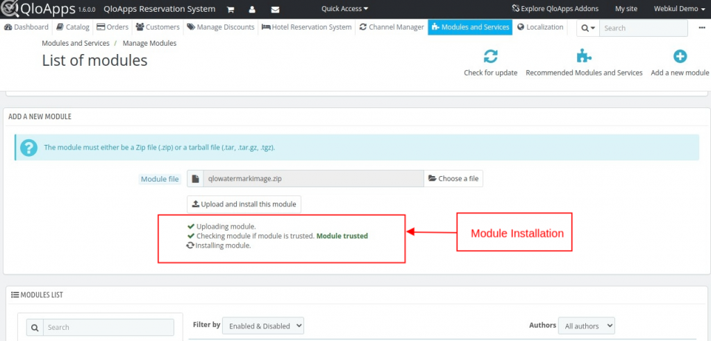 QloApps Watermarked Module Installation 