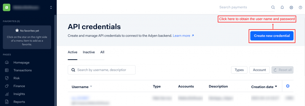 Adyen Payment Gateway API page