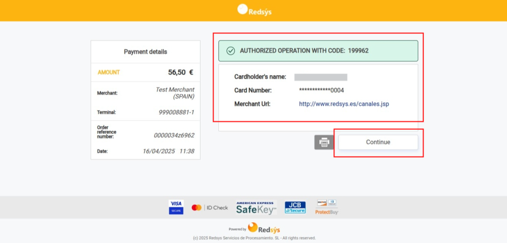 card payment confirmation