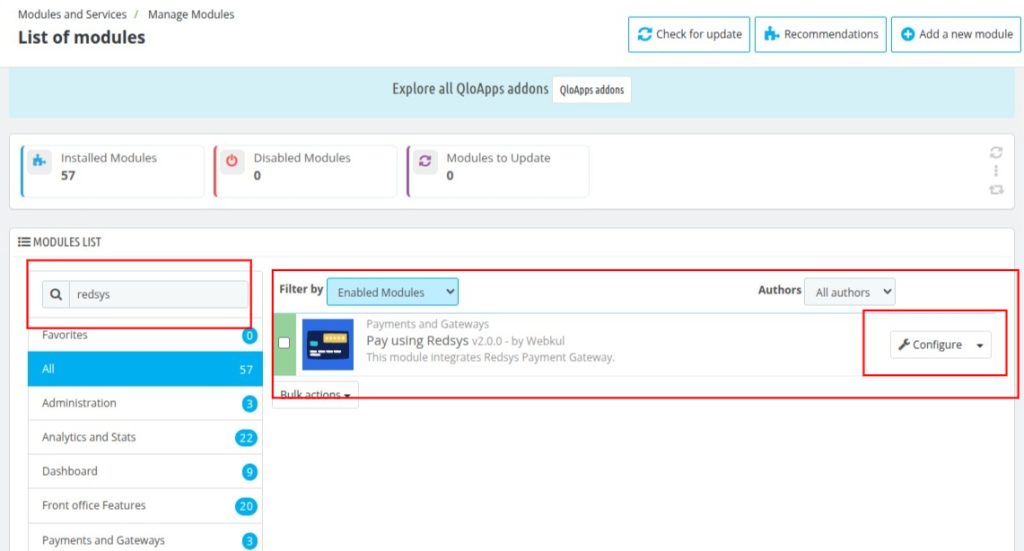 configure module