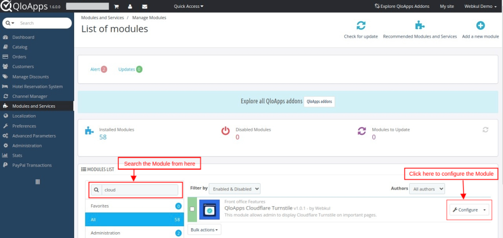 configure the module