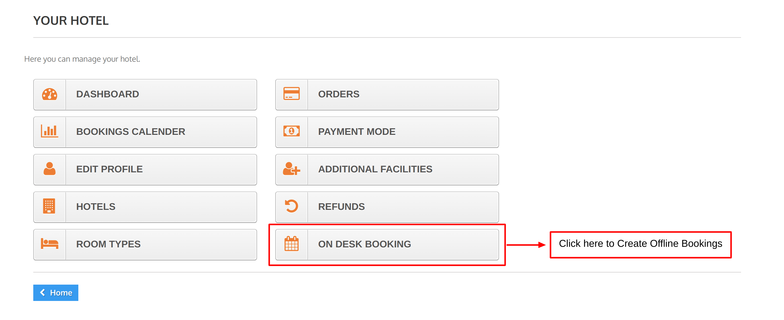 On desk booking option in accounts section of seller