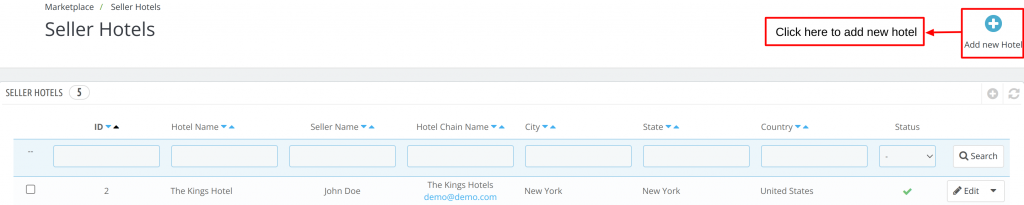Add new hotel option in seller hotel