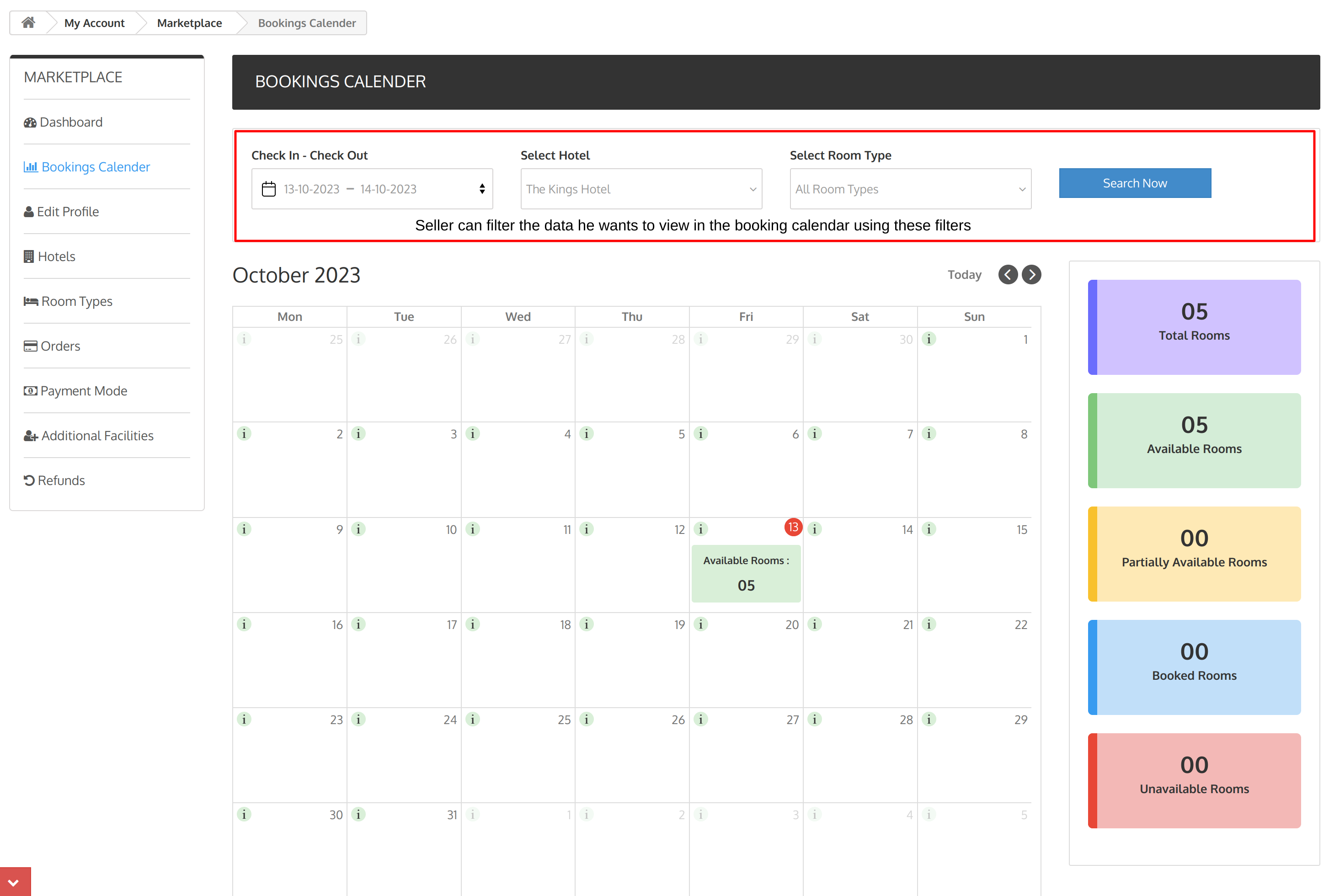 Seller Booking Calendar