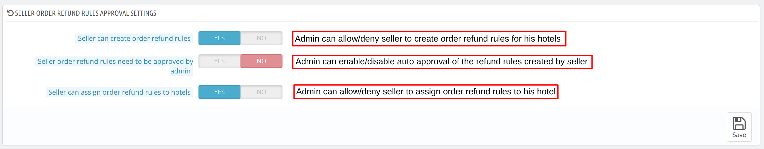 Seller Order Refund Rules Approval Settings