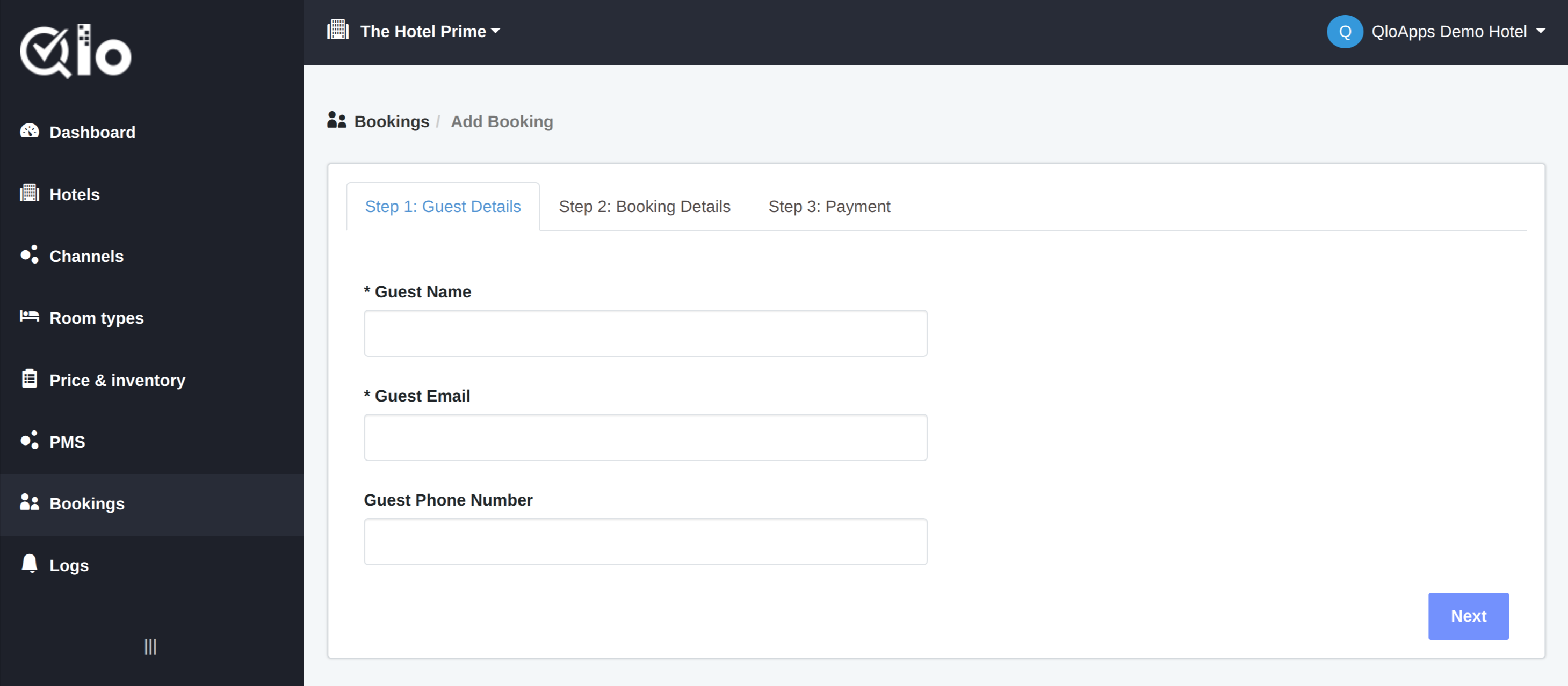 guest details page in booking creation process