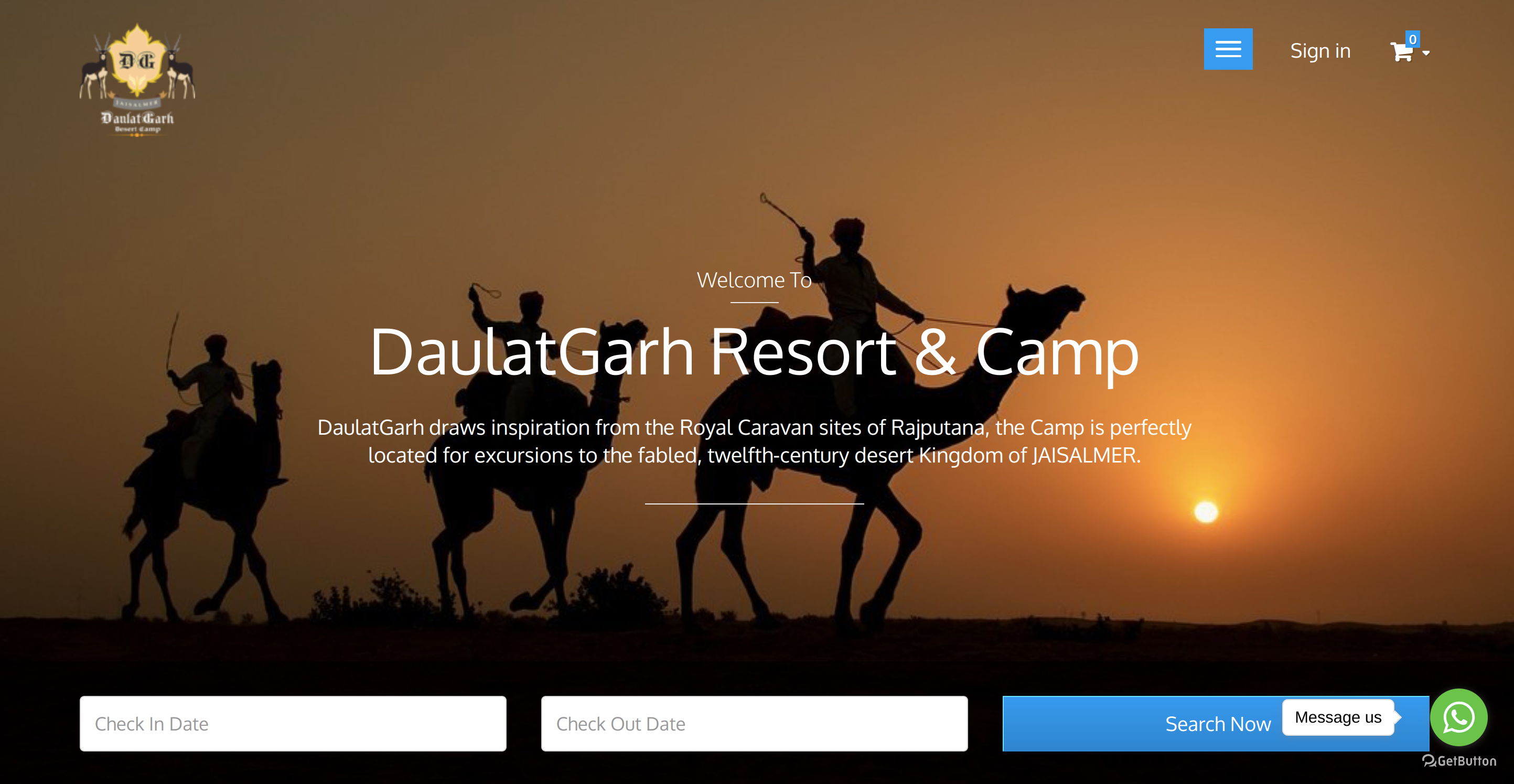 Daulatgarh Resort & Camp Home Page