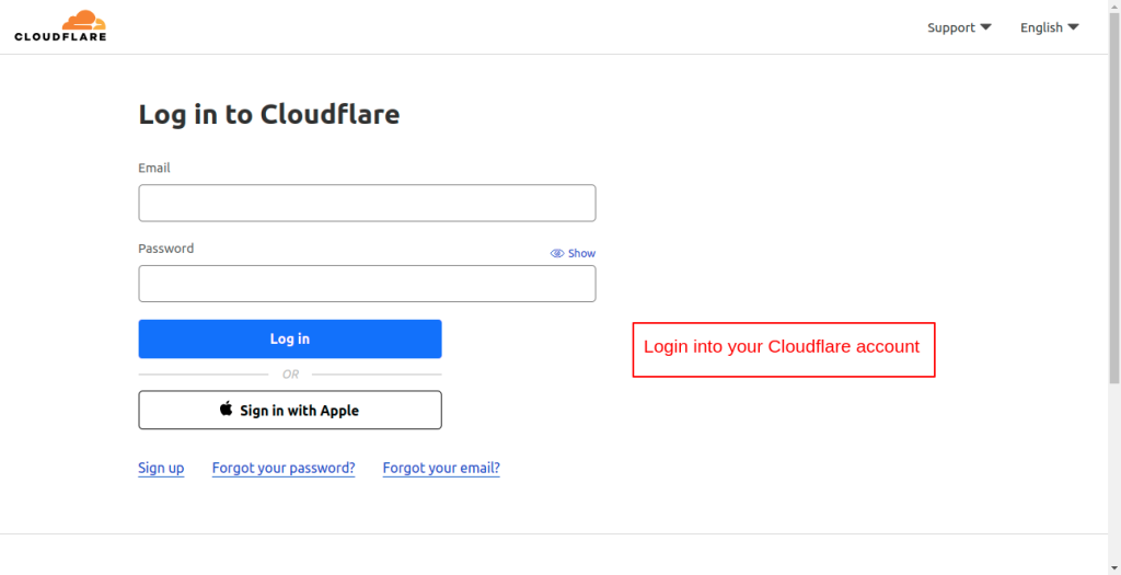 Log in to Cloudflare