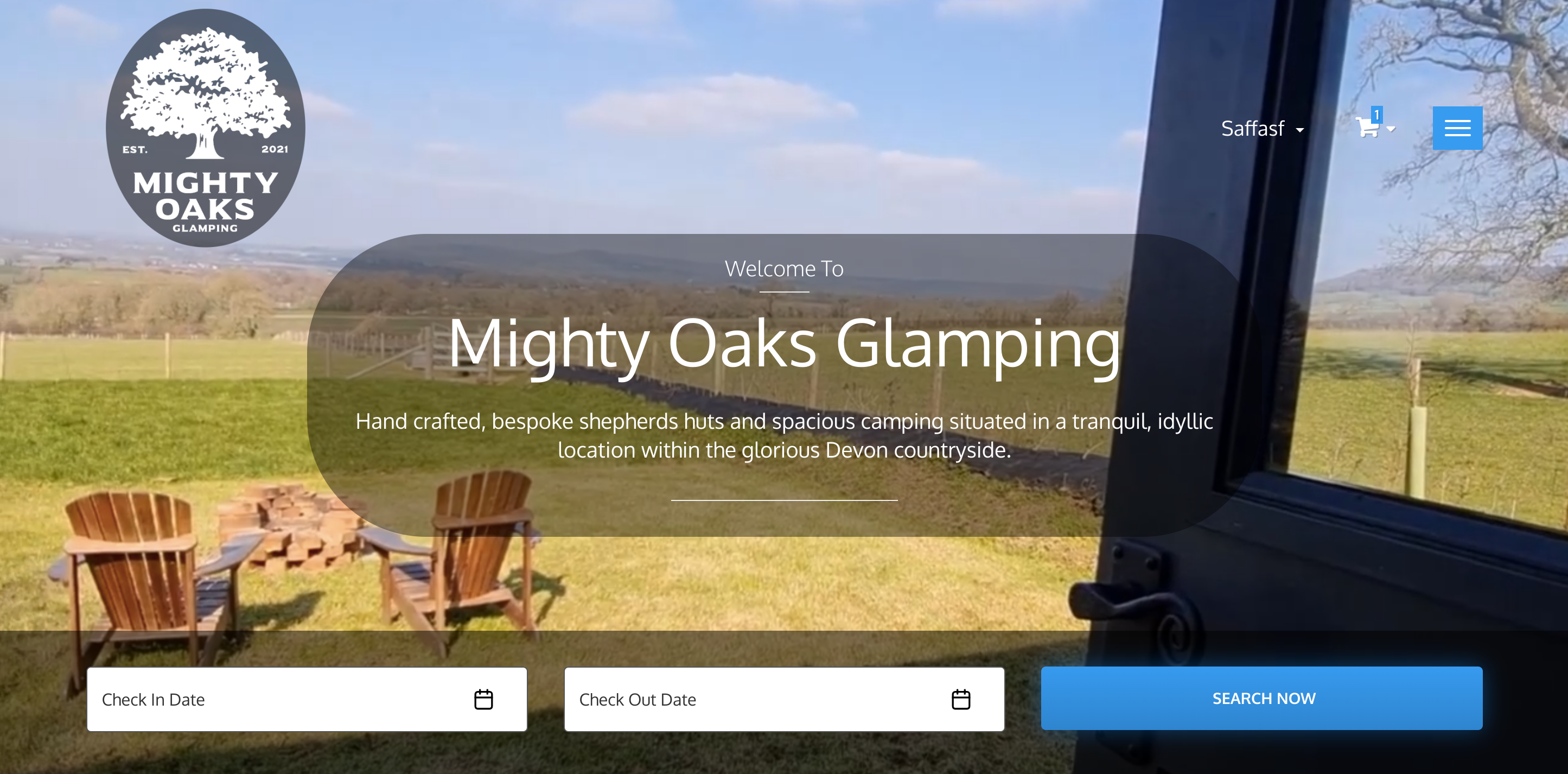 Mighty Oaks Glamping Home page