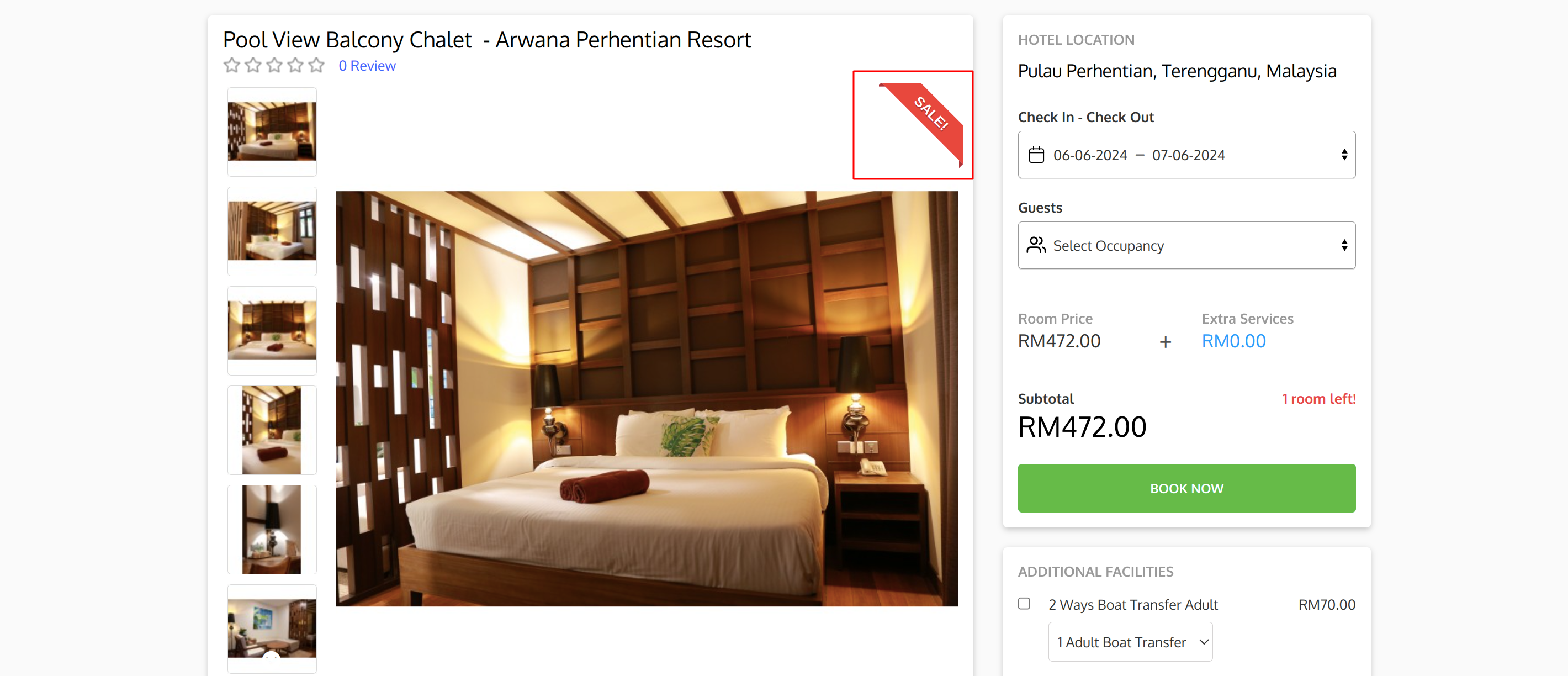 sale label in Arwana Perhentian Resort  rooms listing
