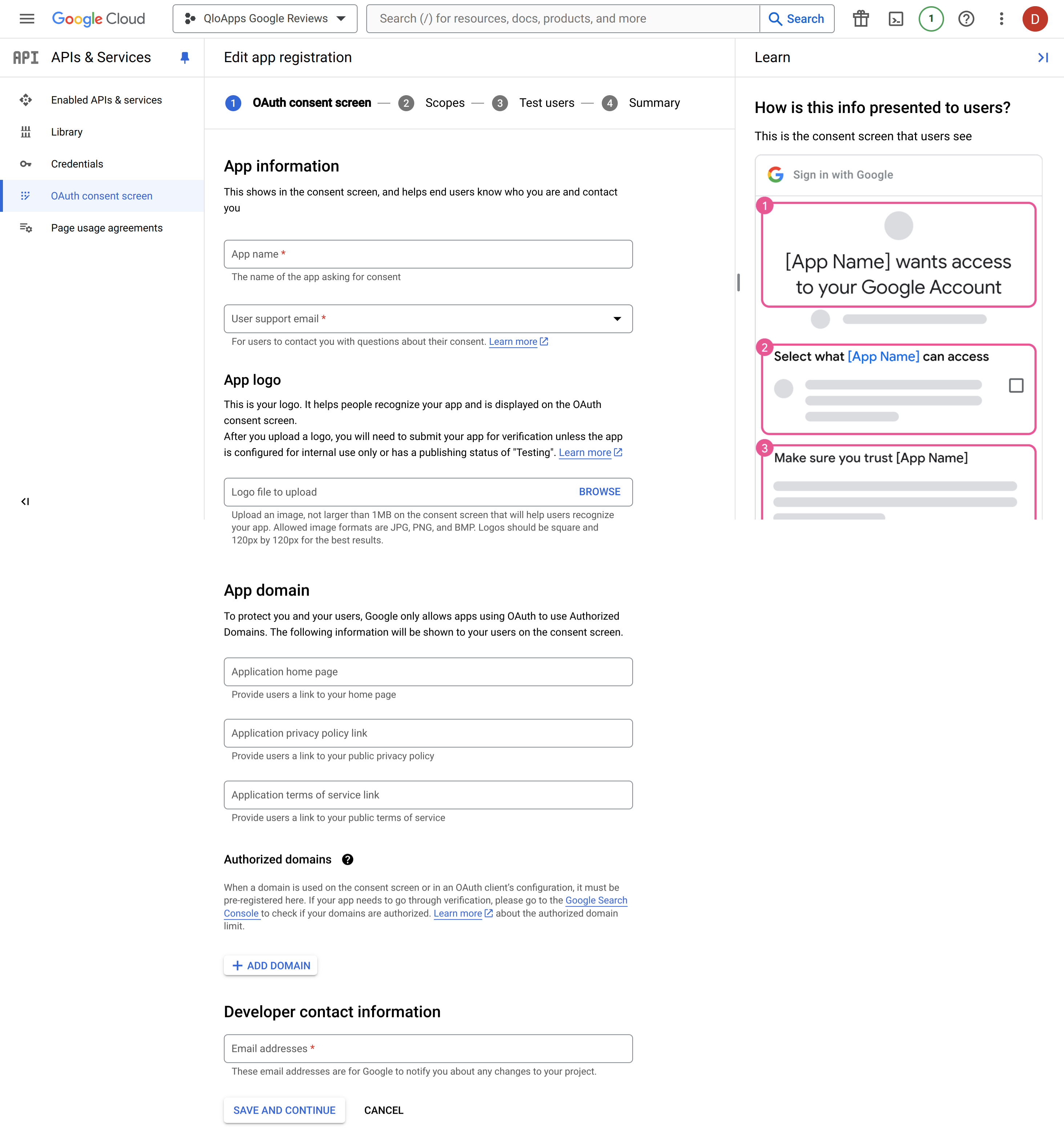 OAuth Consent Screen