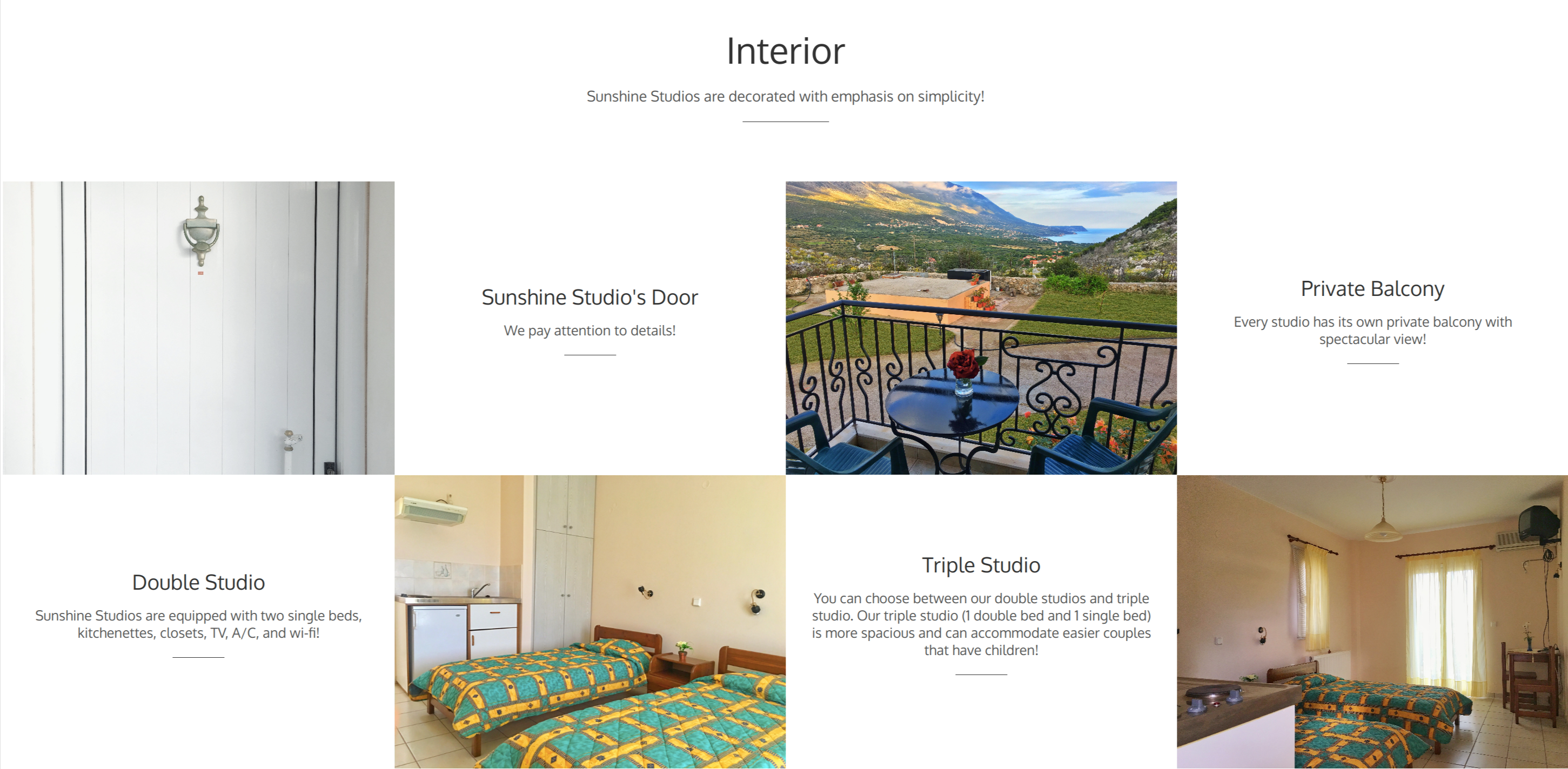 Home Page of Sunshine Studios Hotel website