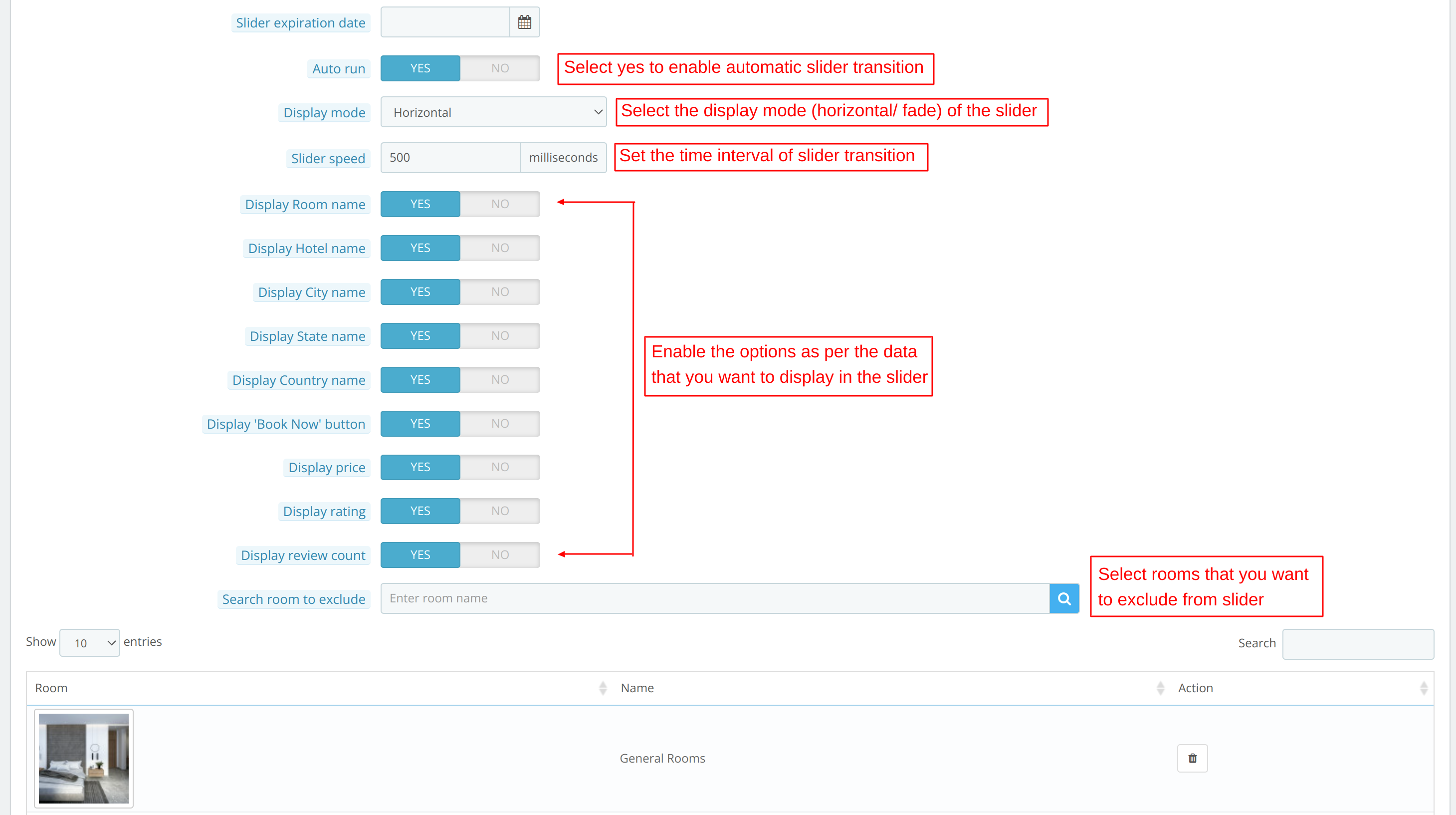 dynamic slider configuration