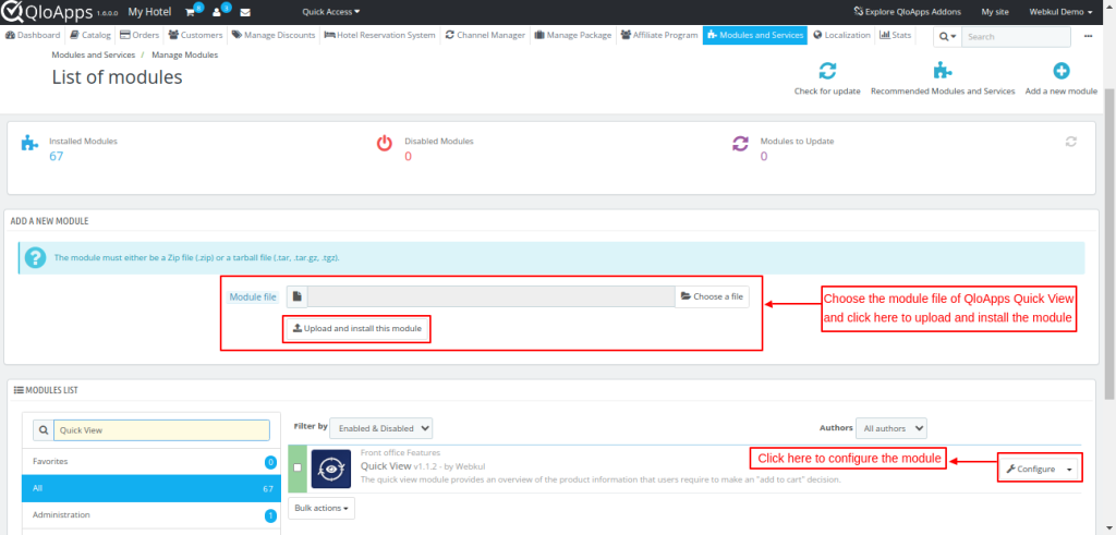 Upload and install the module and configure it