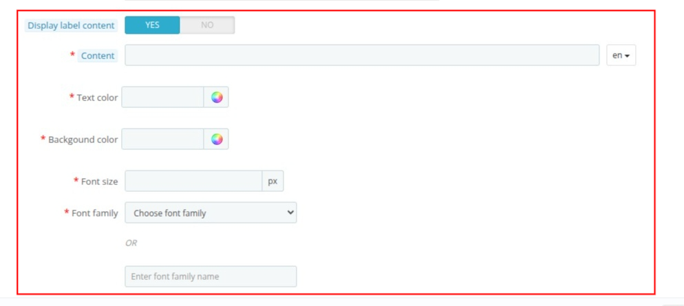 display label content