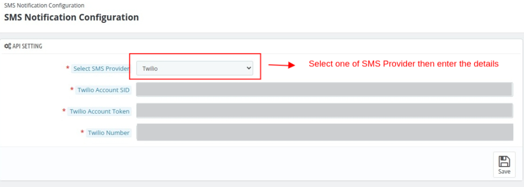 SMS Config