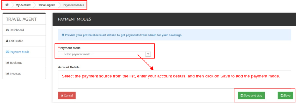 Payment Mode Selection