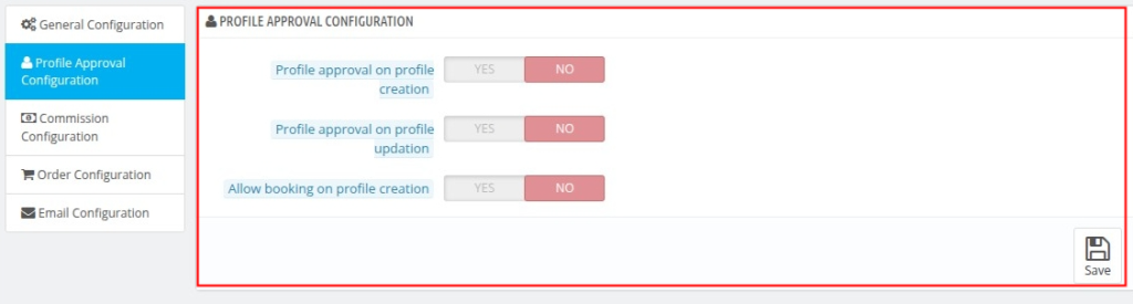 Profile Approval Configuration
