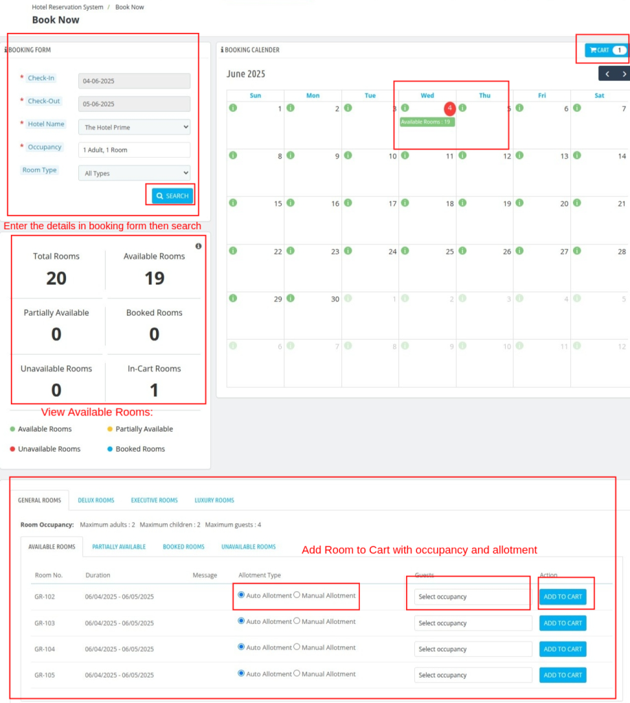 admin room booking