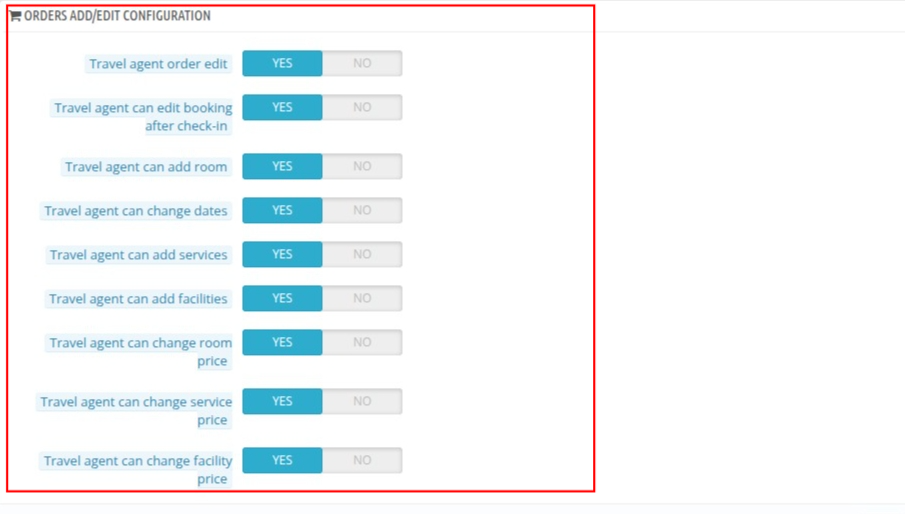 Order Add/Edit Config