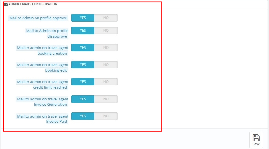 Admin Email Configuration