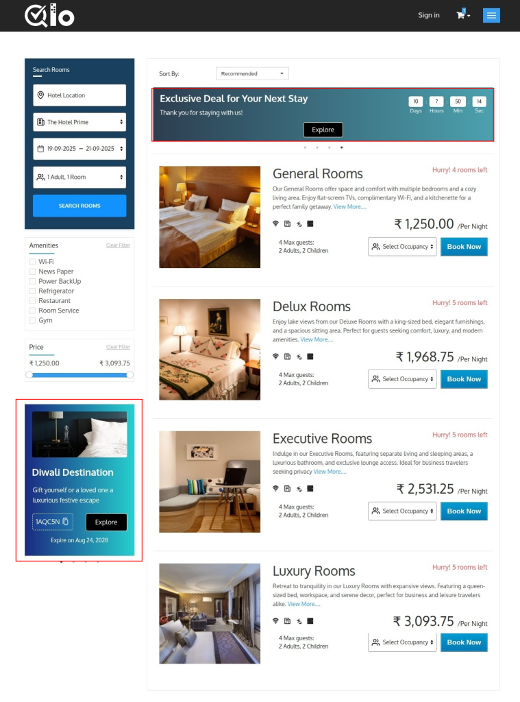 Hotel Search Page