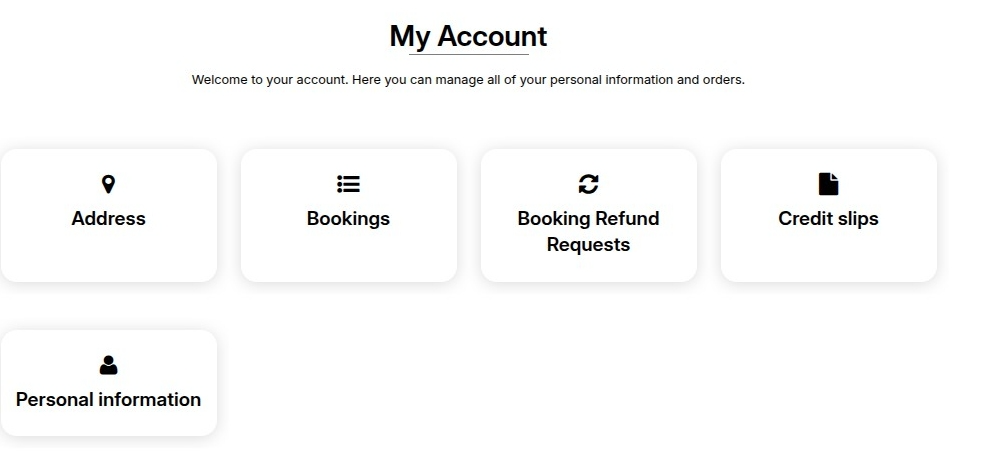 QloApps Single Page My Account